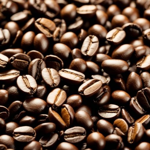 Coffee beans in woven bag