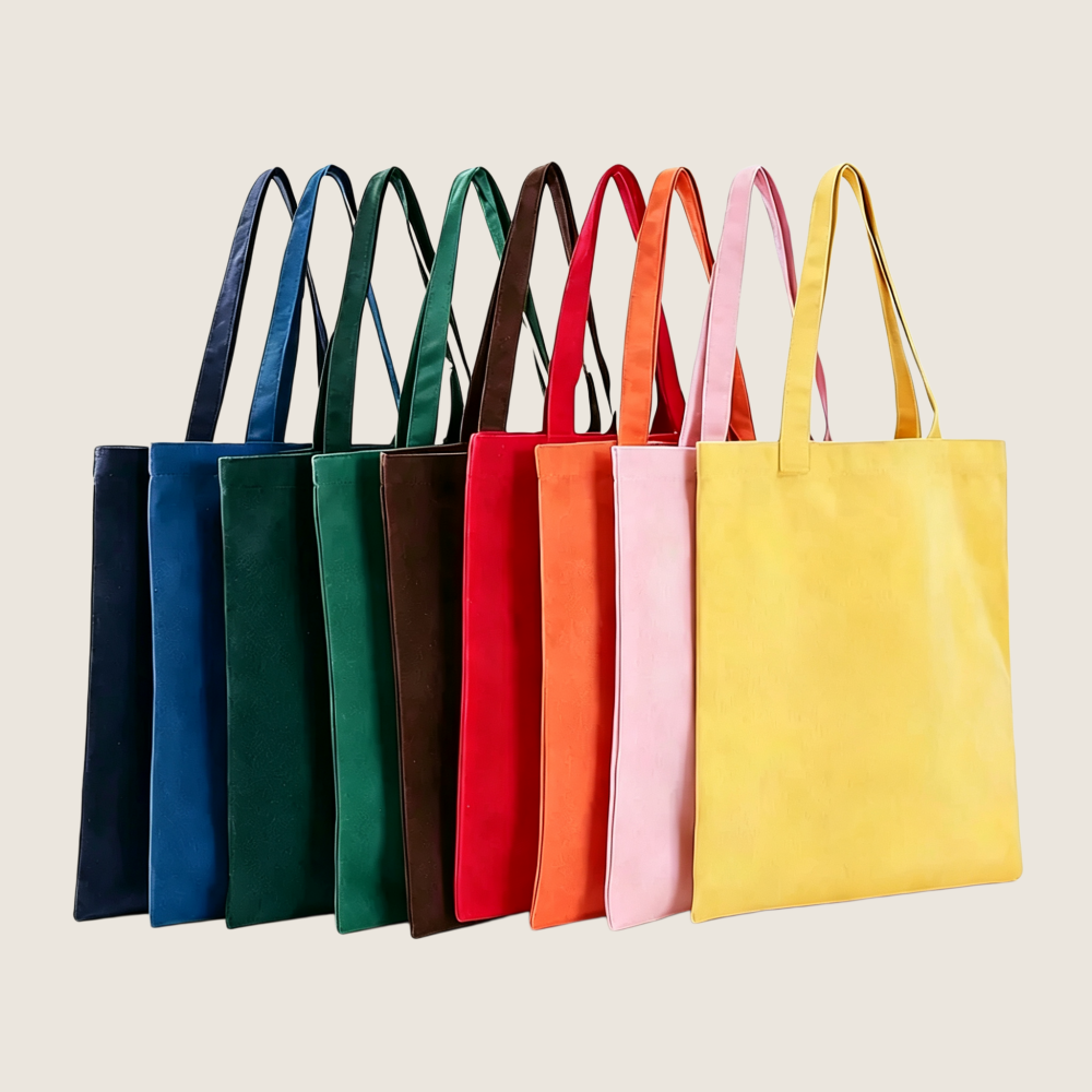 Canvas shopping bag with reinforced handles