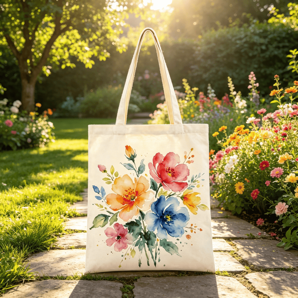 Printed canvas tote bag with custom logo design