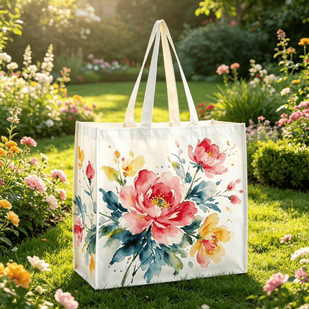 Laminated woven tote bag for promotions