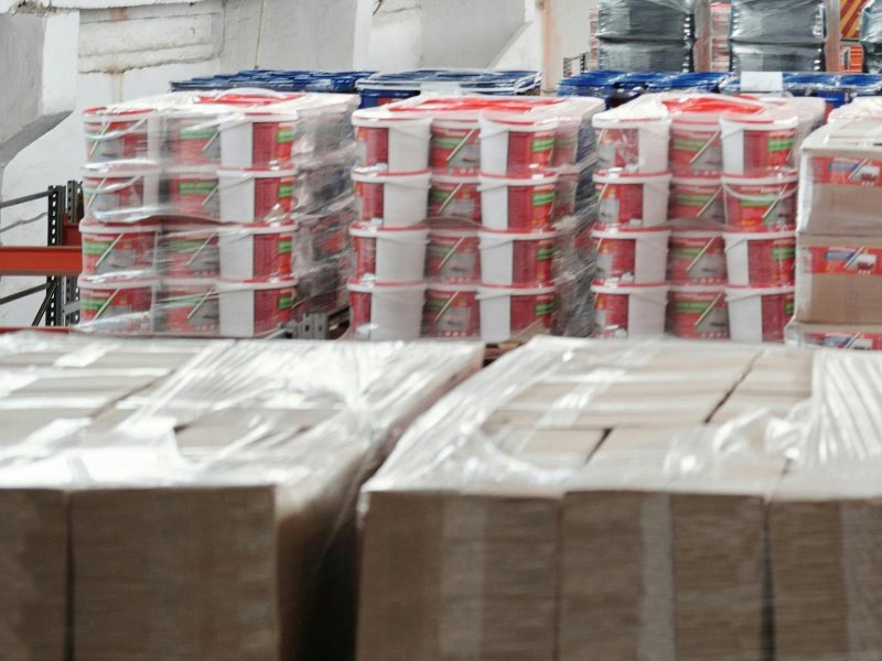 Chemical woven bags and fabric in warehouse storage