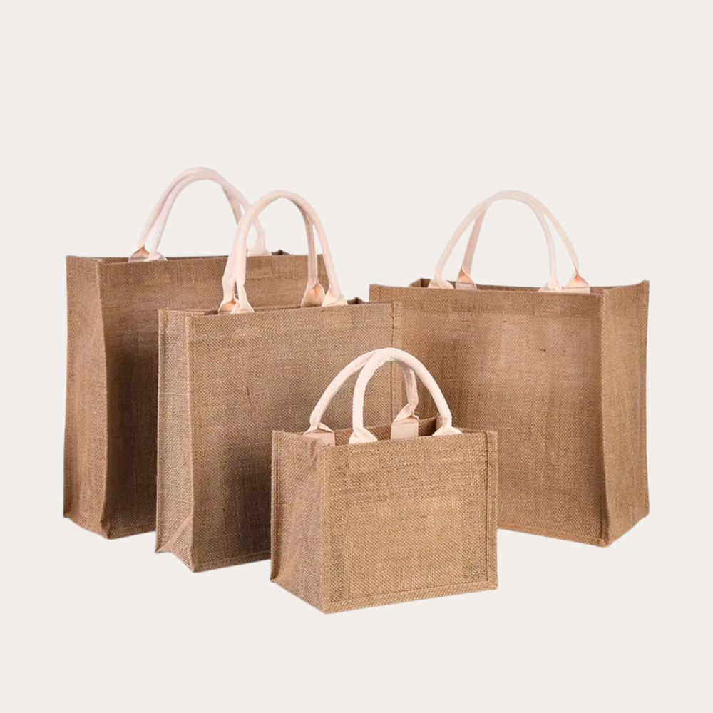 Jute burlap bags in various sizes and colors
